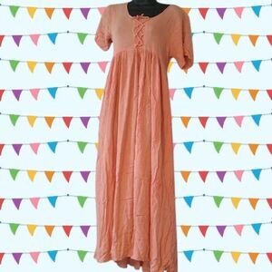 Pink Bohemian Festival Dress Size Large. Flowy.Comfy.Vintage. Shabby Chic. Boho.